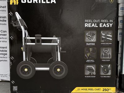 NEW Gorilla 250 ft Aluminum Heavy-Duty Hose Reel Cart