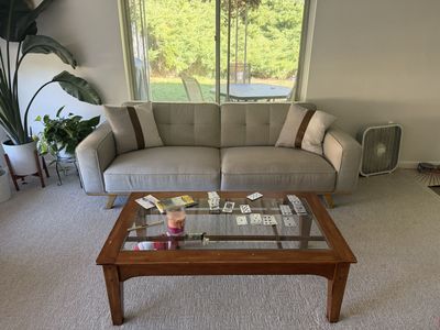Modern Light Gray Fabric Sofa Wood Legs