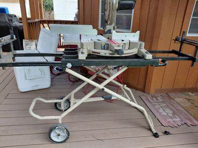 PORTER CABLE COMPOUND MITER SAW w/FOLDING MOVEABLE STAND 12" BLADE