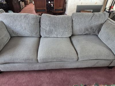 Grey 3-Person Fabric Couch - 85" L