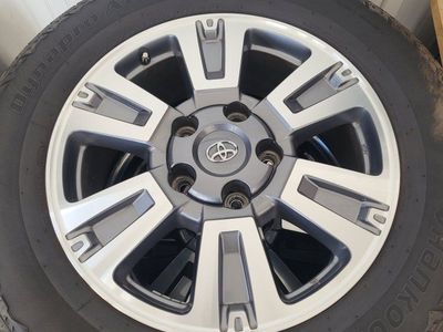 OEM 20" Toyota Wheels & Hankook AT2 Tires (5x150) - Clean, TPMS & Lugs Included
