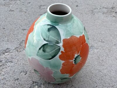 FARVALPortugal hand painted 12” tall x 8” round Vase home decor $10 cash/venmo in Draper