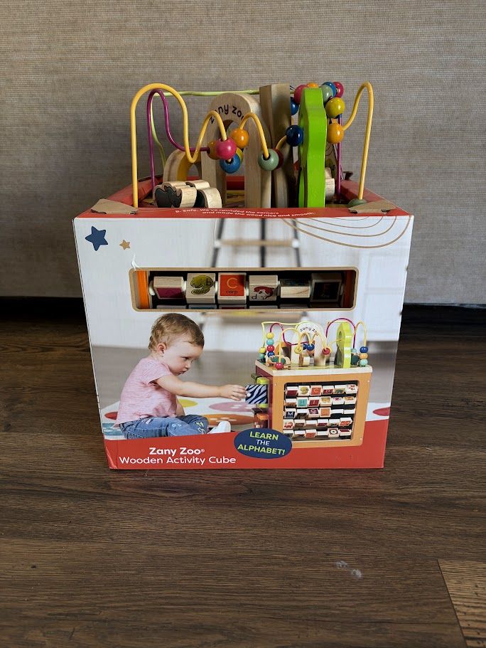 Brand New B. toys Zany Zoo Wooden Activity Cube – Never Used