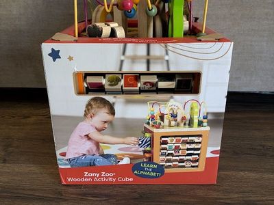 Brand New B. toys Zany Zoo Wooden Activity Cube – Never Used