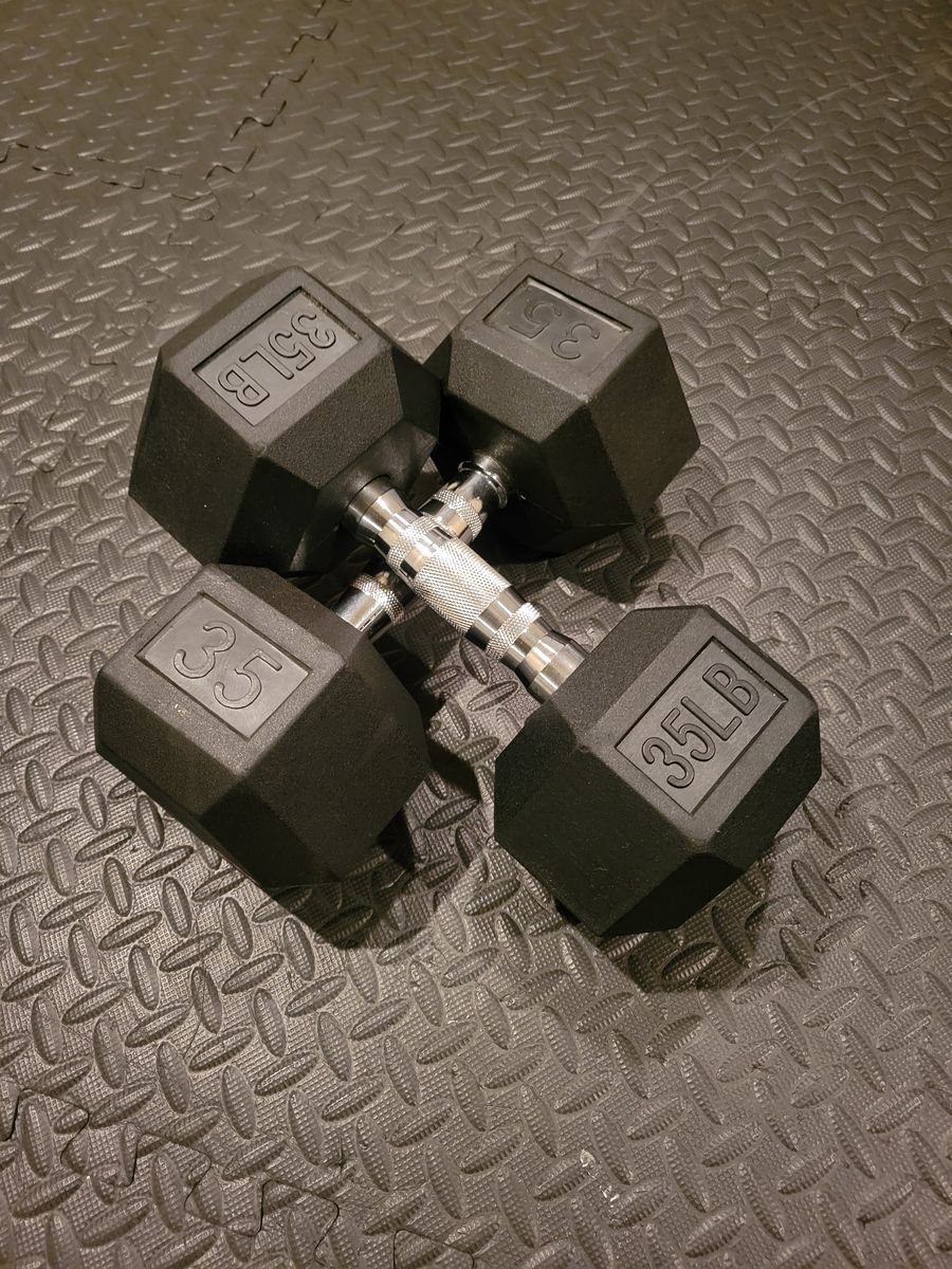 35 Lbs Rubber Hex Dumbbells