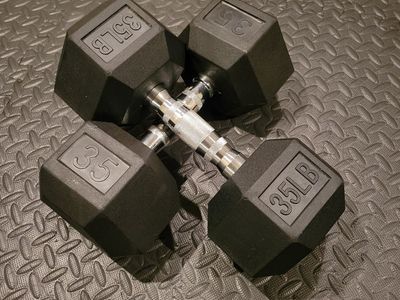 35 Lbs Rubber Hex Dumbbells
