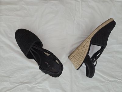 Dressbarn Black Espadrille Wedge Sandals Women Size 8.5 M