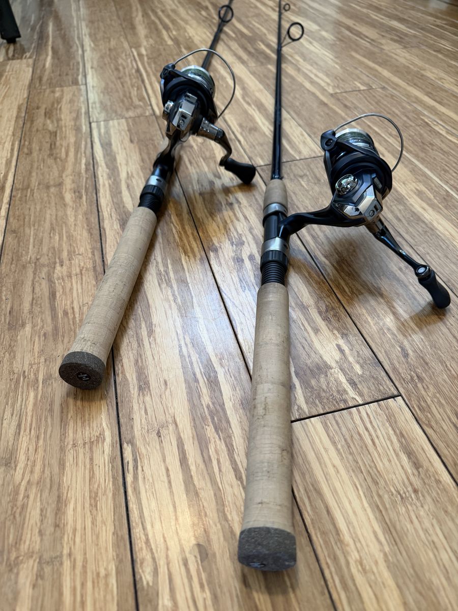 St. Croix Triumph TSR70MF 7' Medium Power Fast Action Spinning Rods with Shimano Miravel 2500HG Reels - Pair