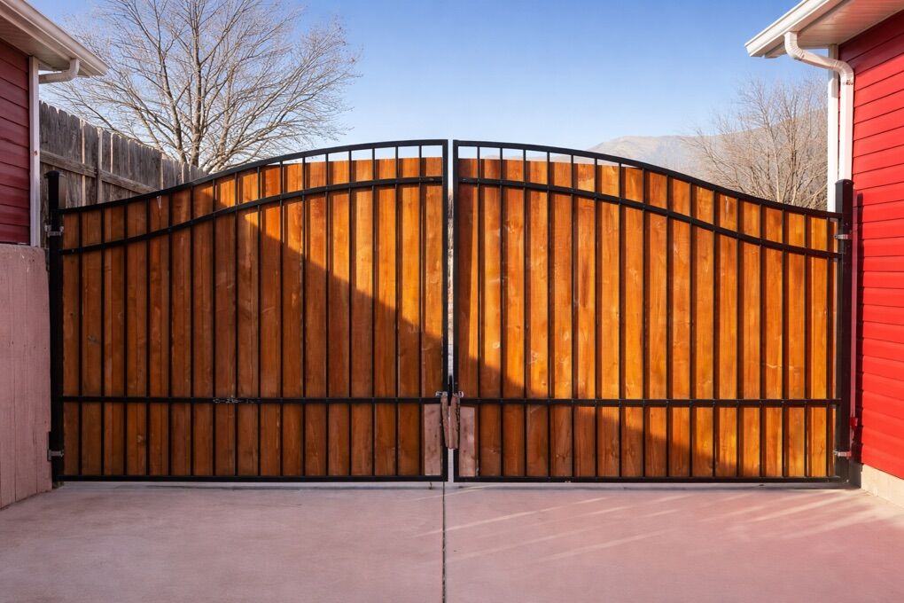 14’ Custom Wood & Iron Driveway Gate