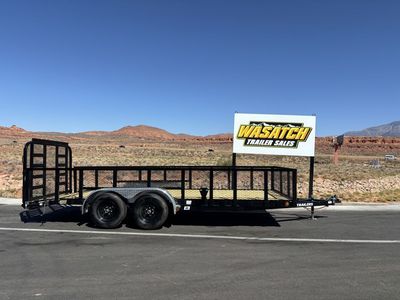2027 PJ Trailers 7' x 18' 10K UL Landscape Utility with 2 ft Mesh Sides Dovetail and Rear Fold Up Ga