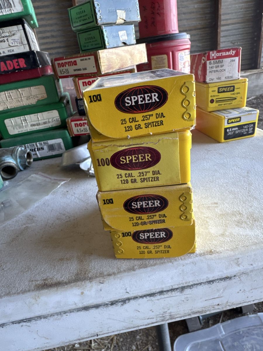 Speer 25 Cal .257" Dia 120 Gr Spitzer Bullets Reloading Lot