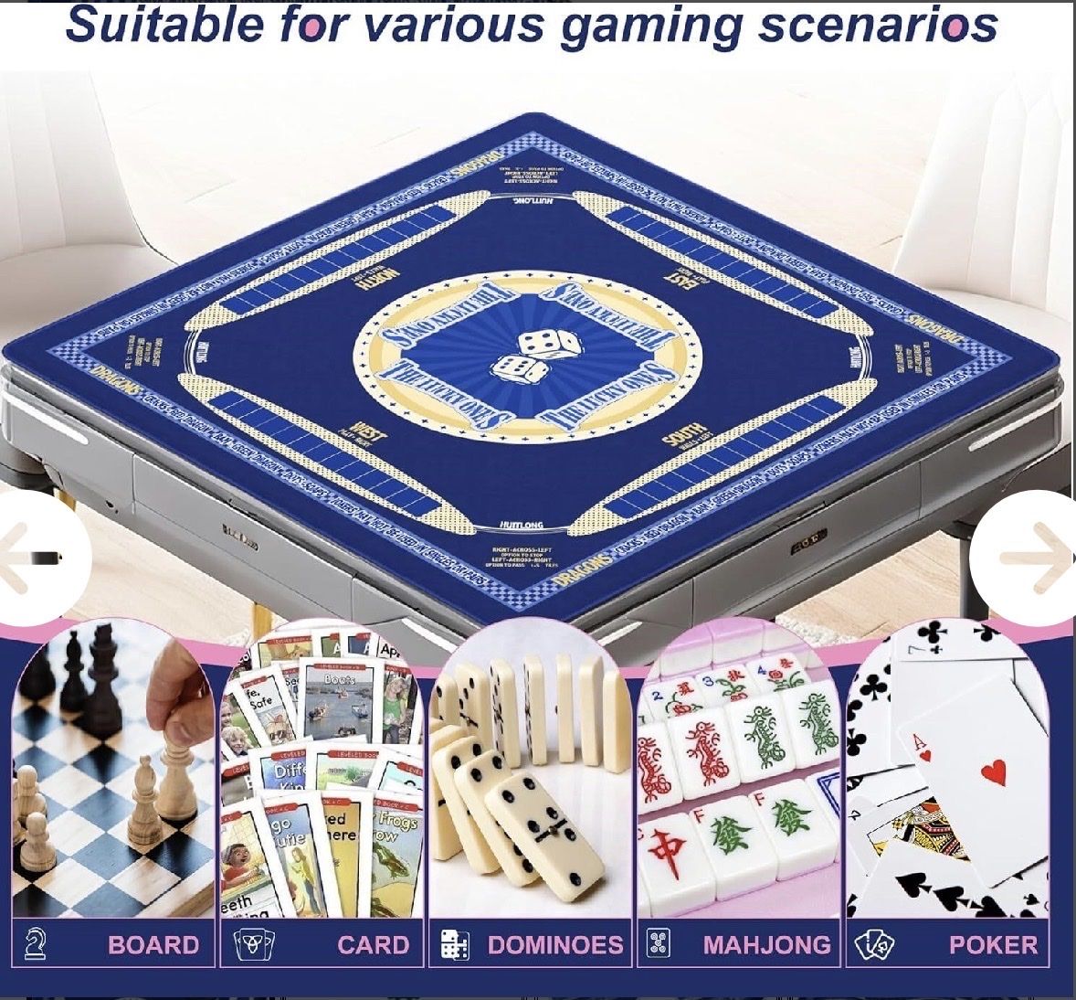New. Mahjong Mat 31.5x31.5in Anti-Slip Bag