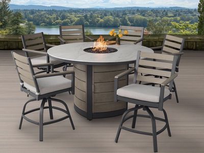 Dining Set patio outdoor fire pits 7 pc