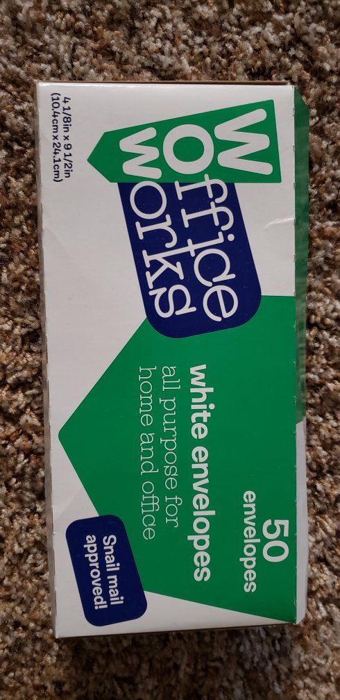 Office Works White Envelopes, 4 1/8in x 9 1/2in, 50-count, Snail Mail Approved
