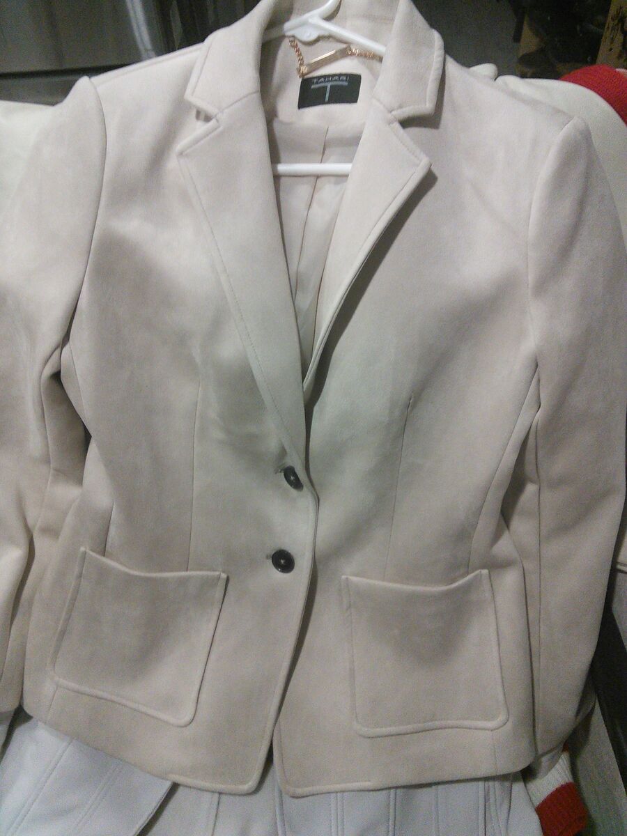 Tahari white suede jacket size 6