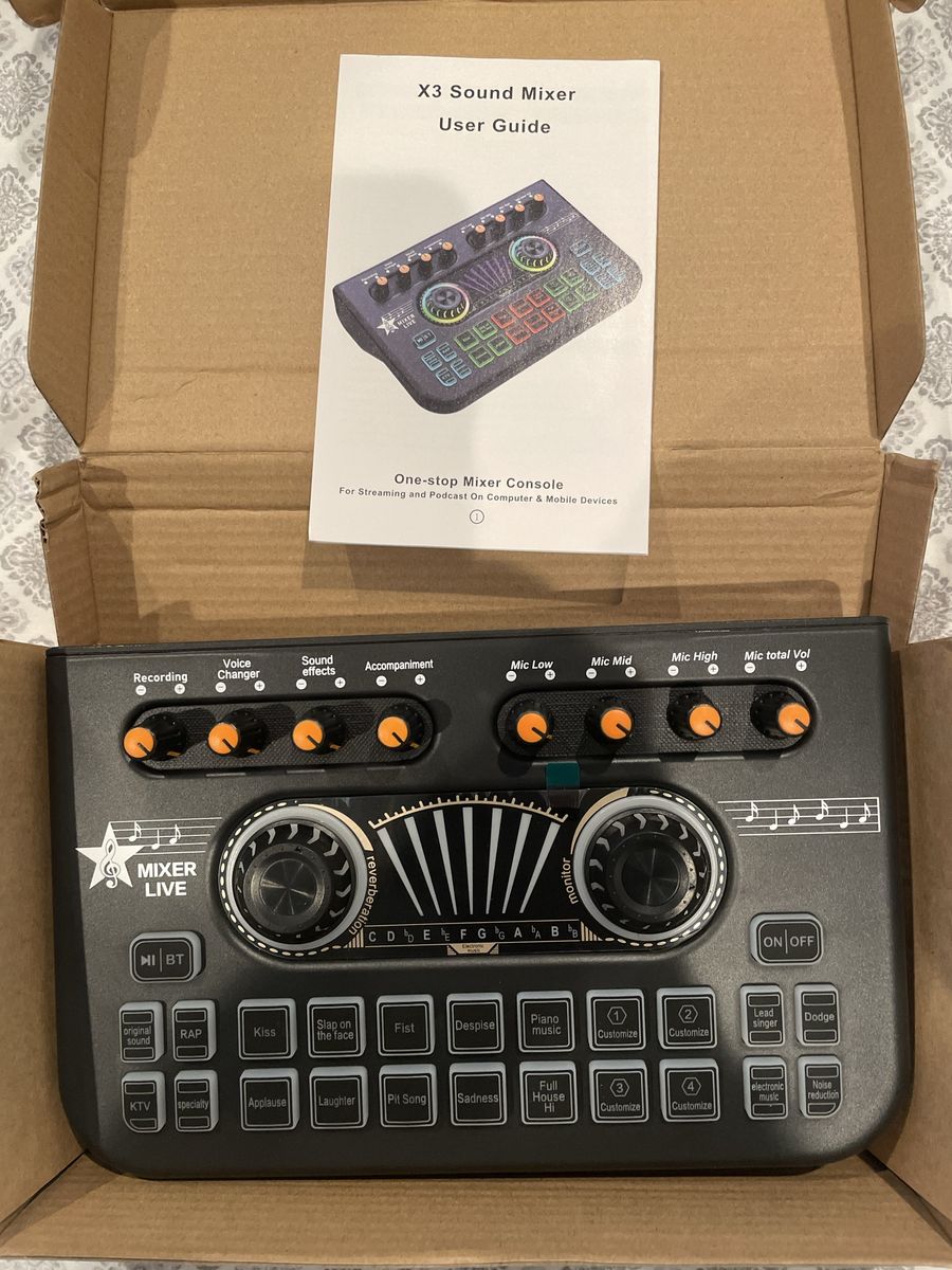 X3 Sound Mixer for Streaming and Podcasts with User Guide
