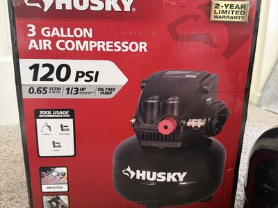 Husky 3 Gallon 120 PSI Air Compressor with Original Box