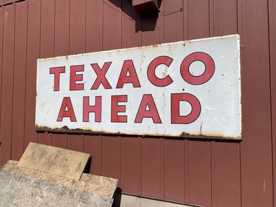 Vintage “Texaco Ahead” Metal Sign - Rustic Gas Station Advertising Wall Decor