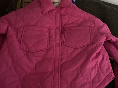 &merci Quilted Snap-Front Jacket in Hot Pink with Pockets