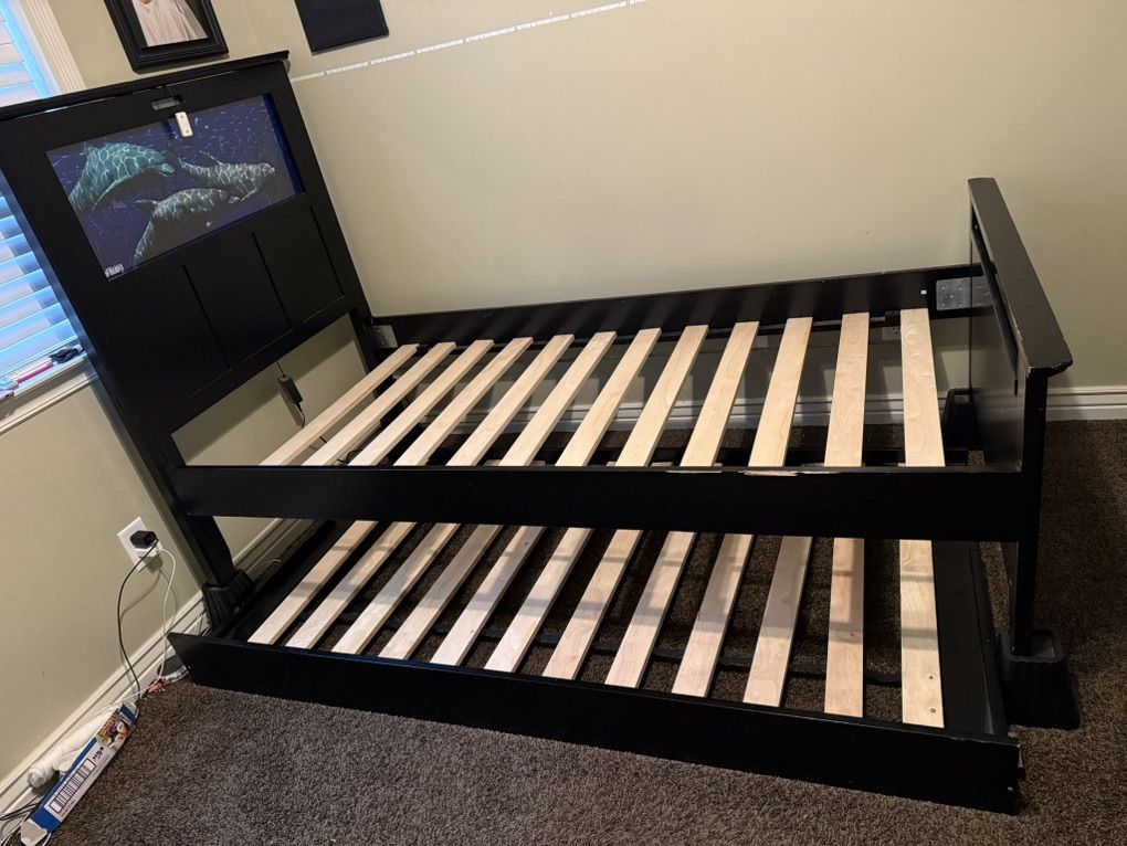 LightHeaded Beds Black Twin Bed with Trundle