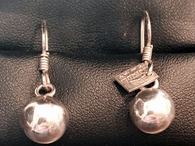 Vintage 925 Sterling Silver Ball Drop Earrings Stamped 925 Mexico