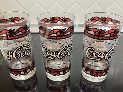 3 Arbys Coca Cola Tiffany Style Glasses
