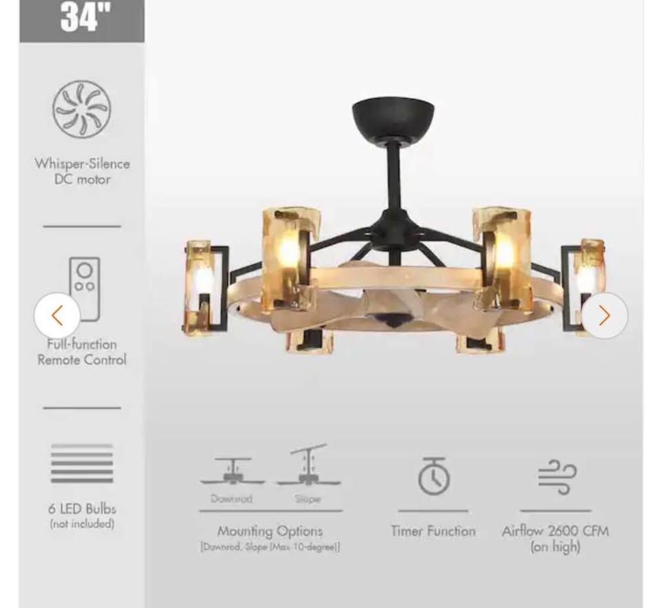 34 Indoor Fan Chandelier With Remote
