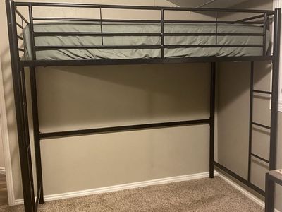 Black metal loft bed frame + mattress