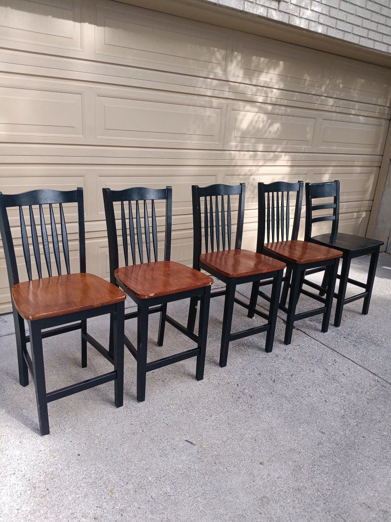 5 Counter-height Wood Chairs