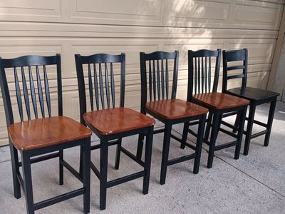 5 Counter-height Wood Chairs