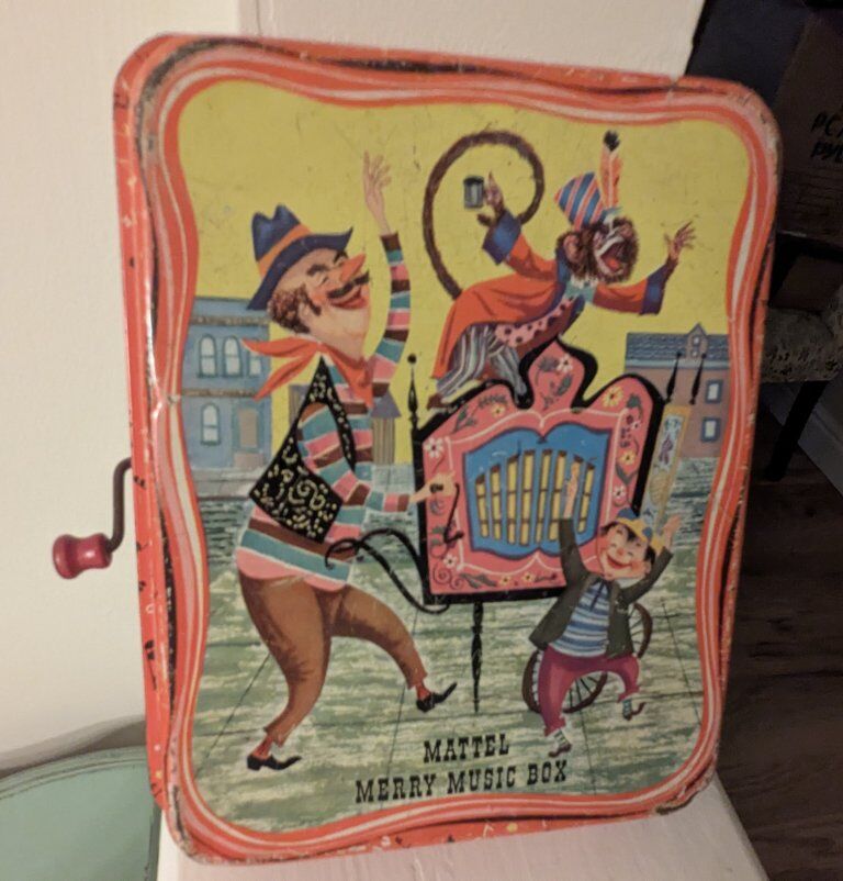 Vintage Mattel Merry Music Box #501 Tin Metal Monk
