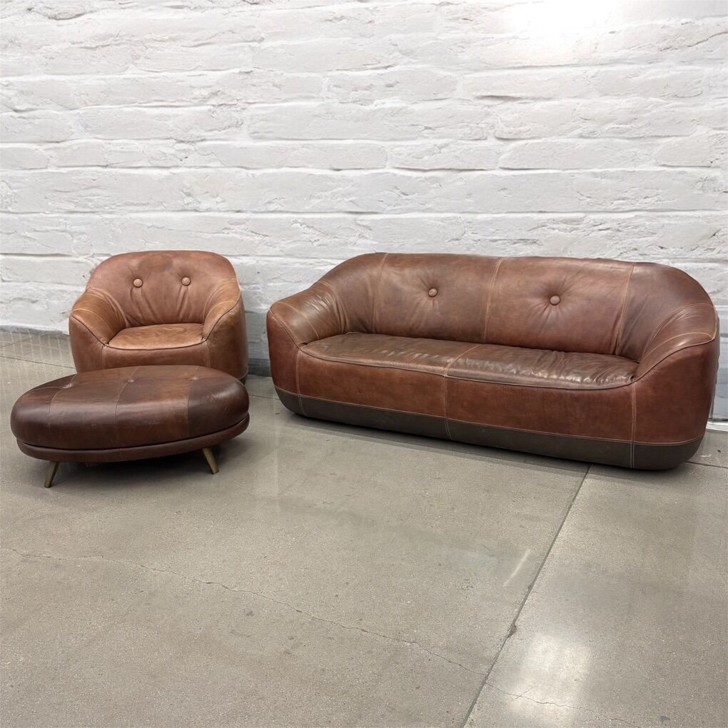RARE natuzzi leather couch set