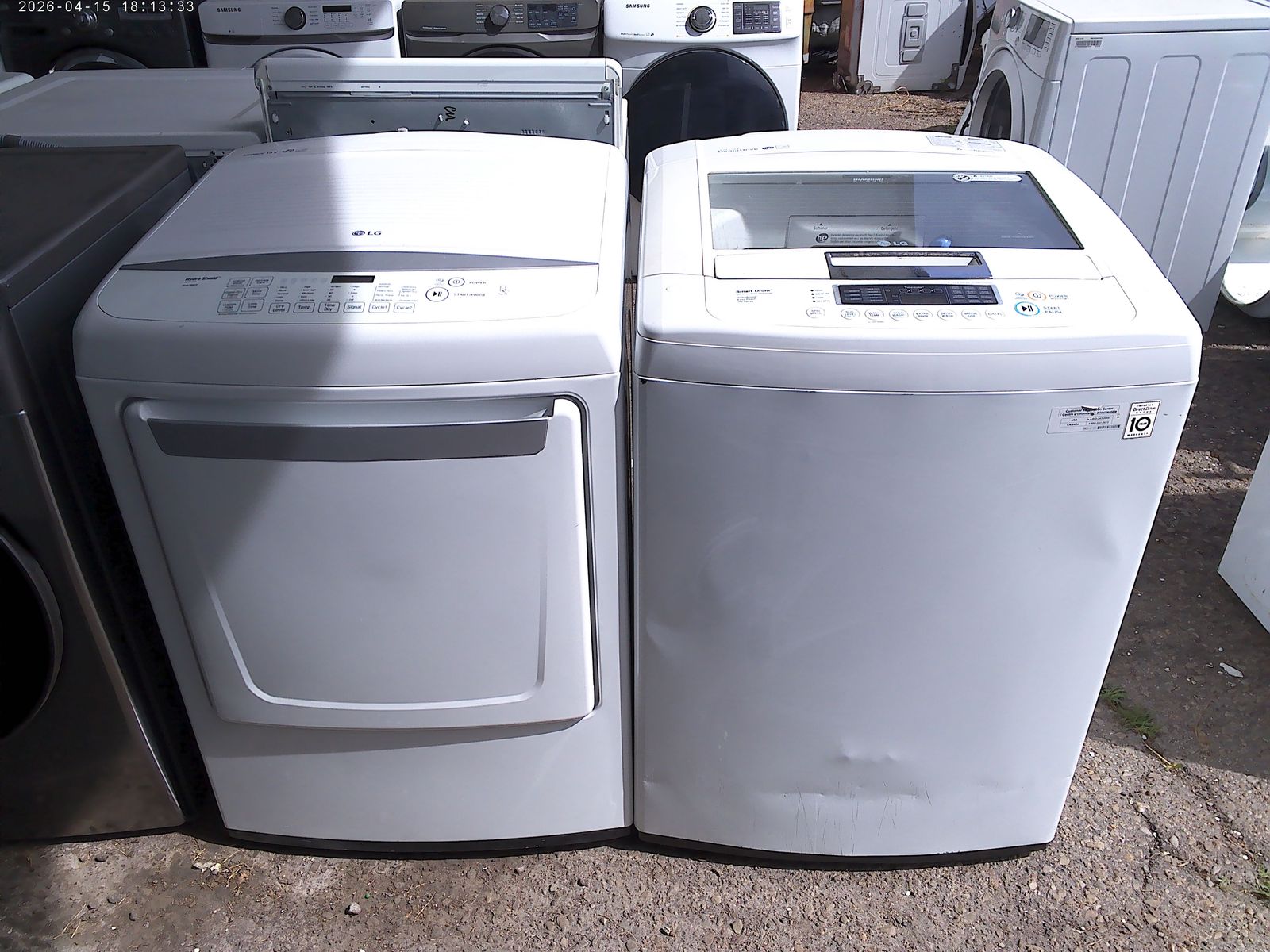 LG front load washer with matched electric dryer