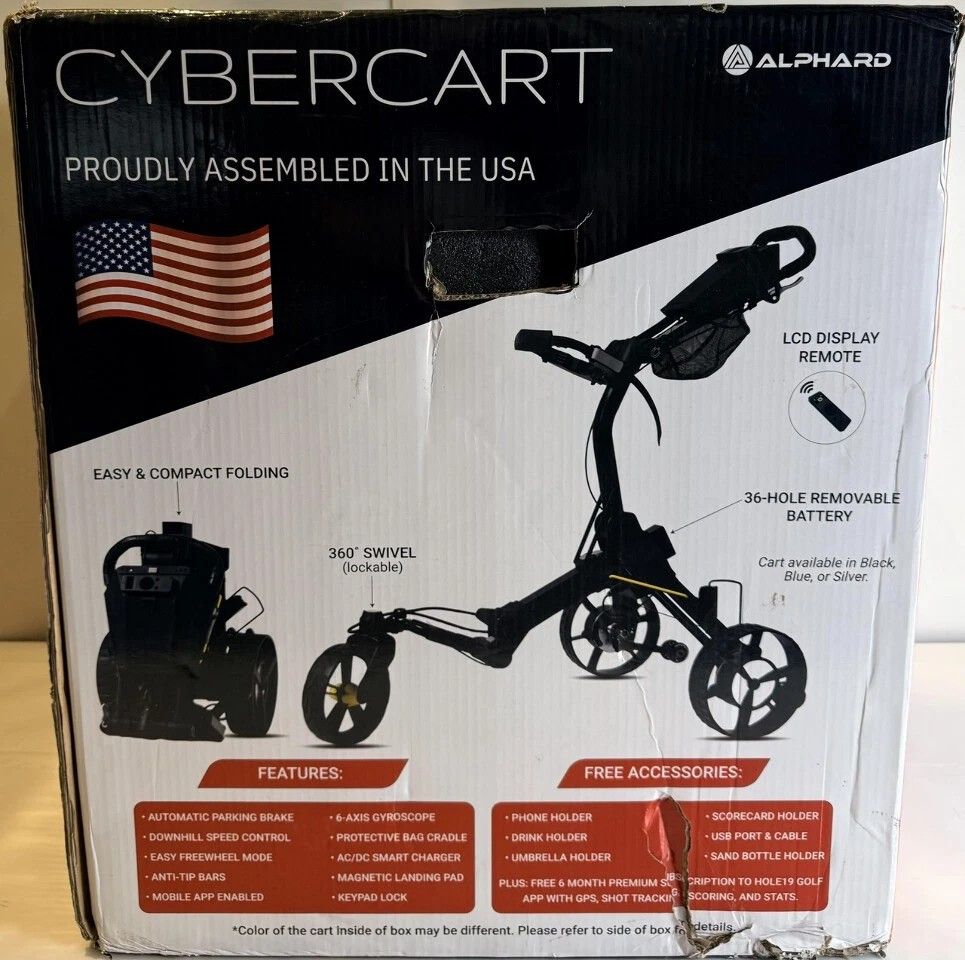 ALPHARD CYBERCART BLACK YELLOW ELECTRIC REMOTE CONTROL GOLF CADDY PUSH CART