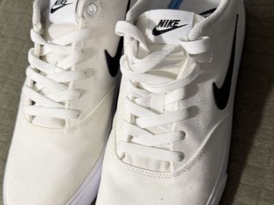 Nike Men's White Canvas Skate Shoes, Used