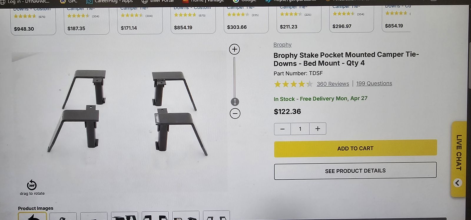 Brophy camper tie downs