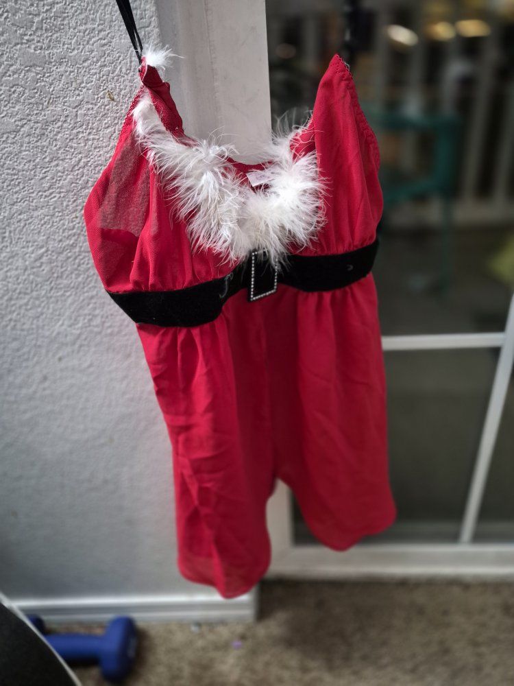 Holiday Santa Chemise Costume with Faux Fur Trim