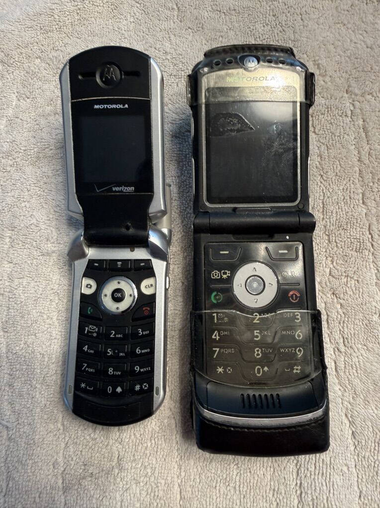 2 Old Motorola Flip Phones