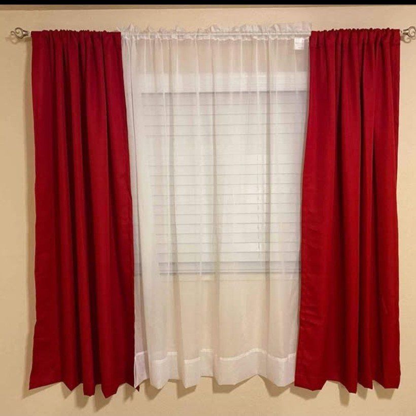 Red and Sheer Curtains