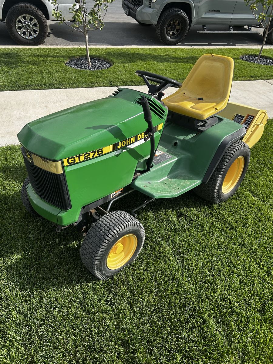 John Deere GT275 Garden Tractor with Rototiller, Snowblower & Mower Deck