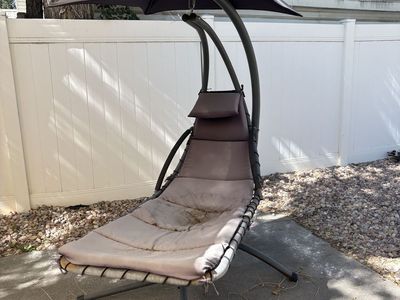 Hanging Chaise Lounge Swing with Canopy