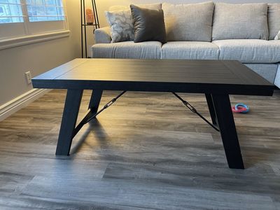 Black Wooden Coffee Table - Modern Farmhouse Style, Sturdy Construction