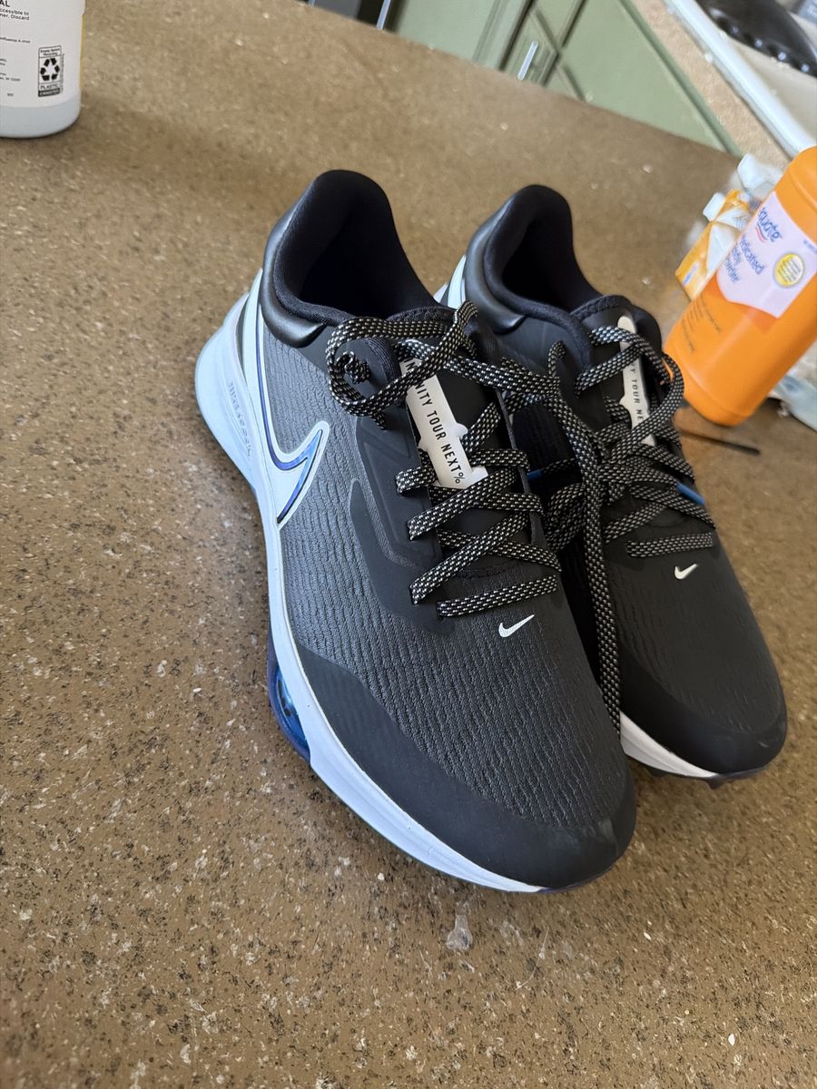 Nike React Infinity Tour Next% Golf Shoes - Men's Size 11 - Black/White/Blue - Excellent Condition