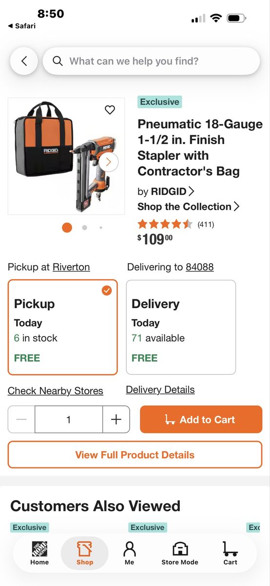 Brand new Ridgid 18 gauge finish stapler