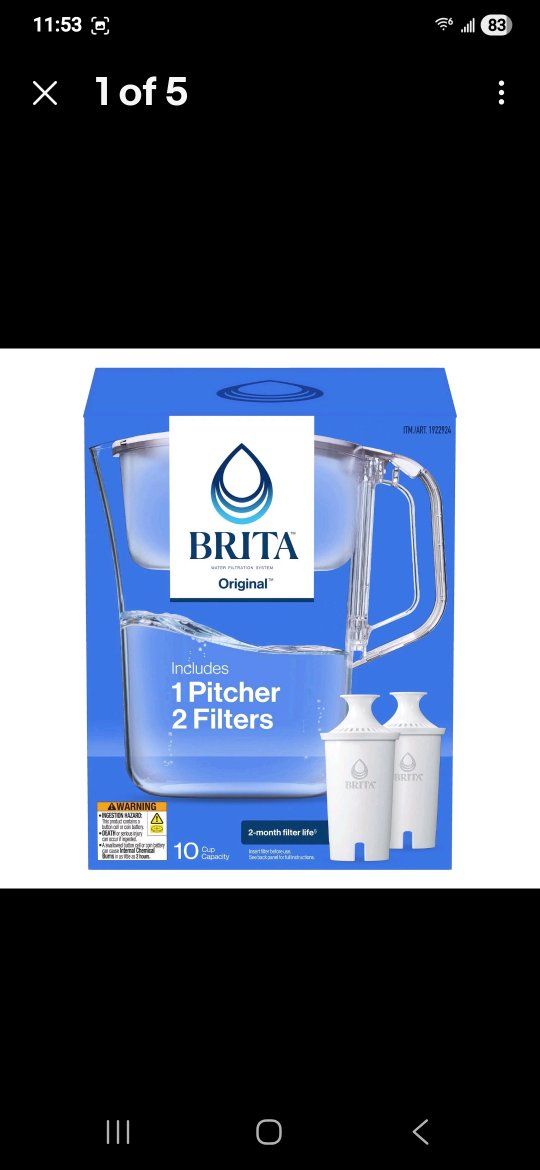 Brita Champlain Water Filter Pitcher, 10 Cup with