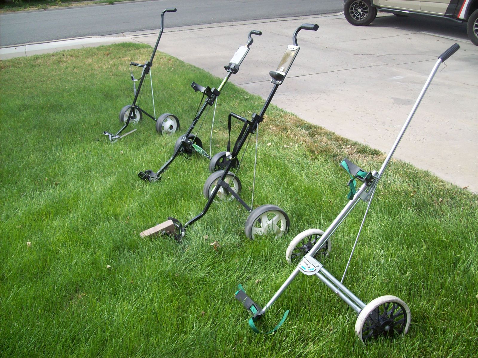 Four handpull golf carts for sale.   $15-$25 CASH each