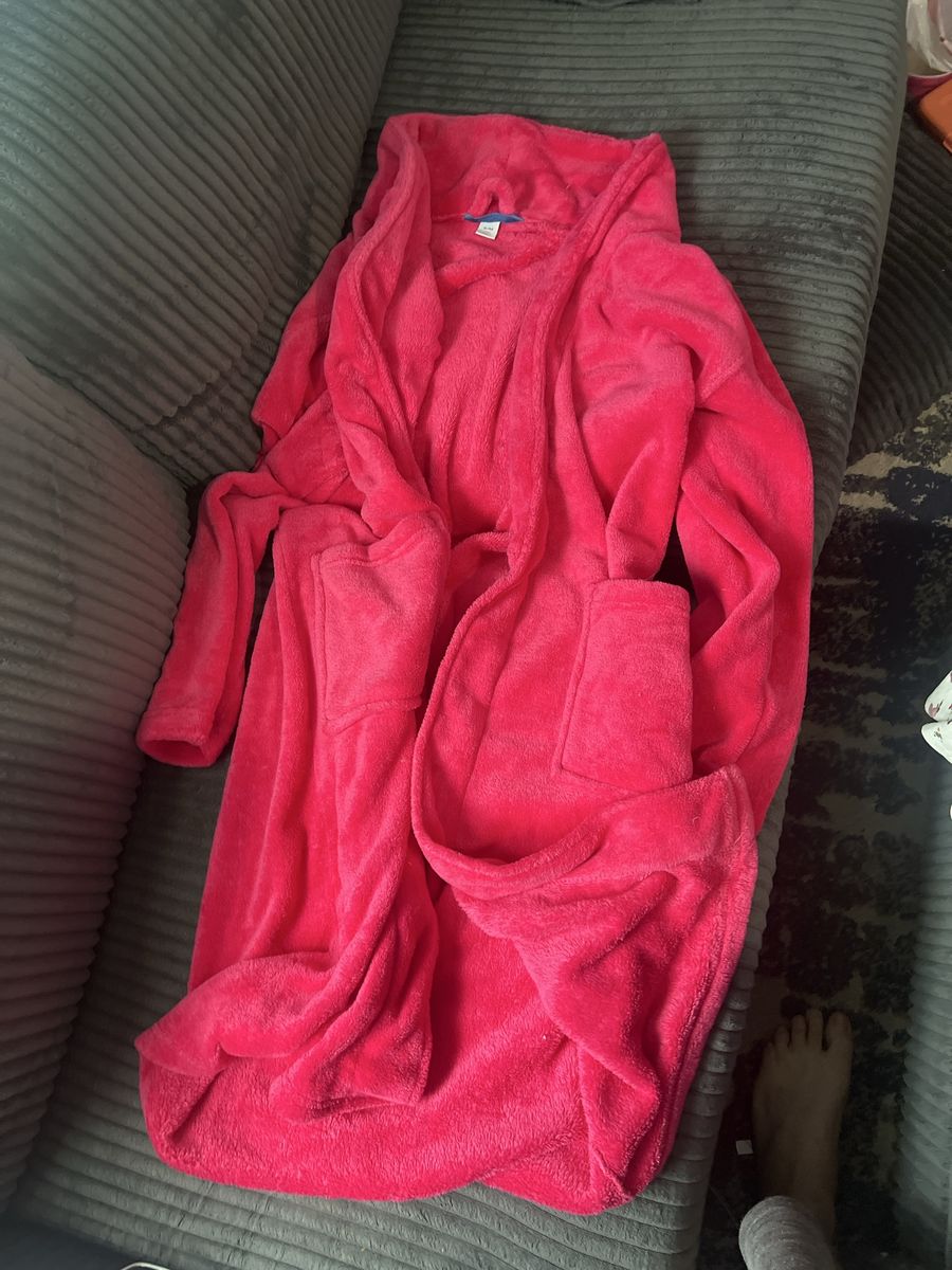 Pink Fleece Bathrobe Size S/M Cozy Lounge Robe