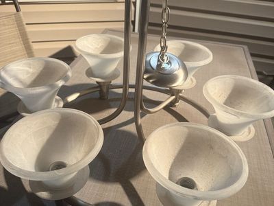 Brushed Nickel Chandelier 6-Light Fixture with Frosted Glass Shades: beautiful : 6 lights chandelier :