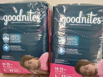 goodnites overnight underwear/pull ups size large