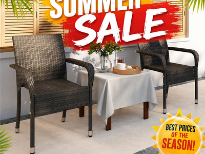 PE Outdoor Rattan Chair Set OF 2 with Armrests. 2 SETS AVAILABLE